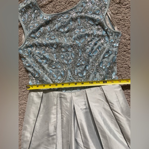 Gorgeous Aidan Mattox Prom Wedding Evening Gown Blue Gray Sequins Beads Size 4 - Picture 13 of 16